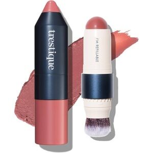 trèstique 2-in-1 Refillable Blush Stick + Brush – Moroccan Rose